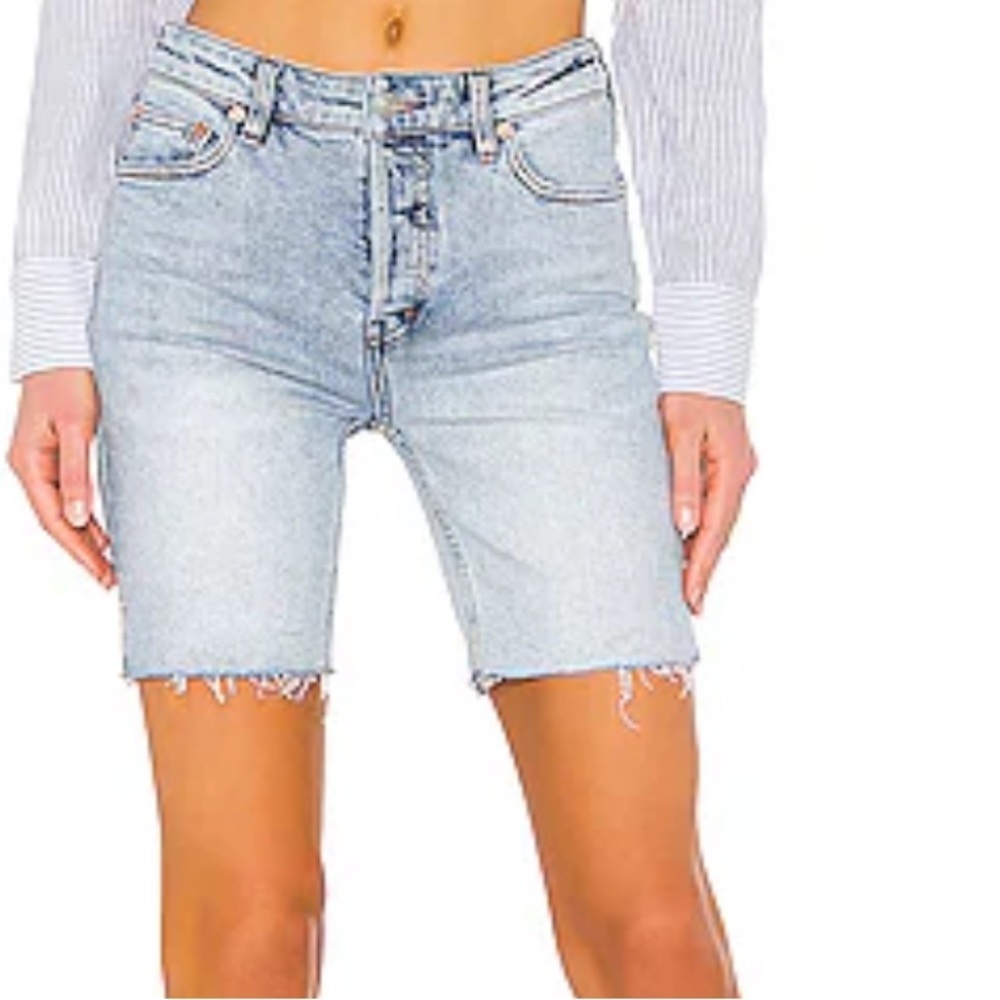 Free People Avery Denim Longer Length Bermuda Shorts 27